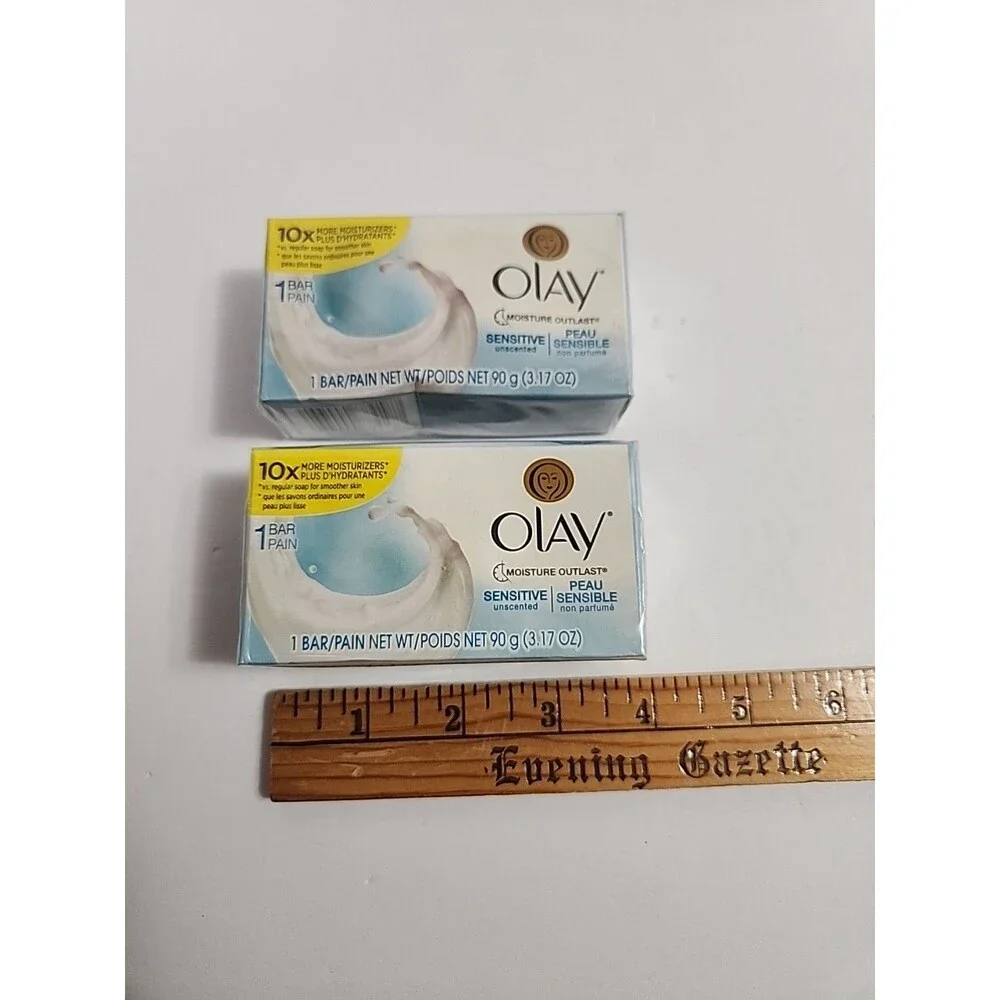 2 Bars Olay Sensitive Unscented Beauty Bar Soap 3.17 oz each  New Sealed